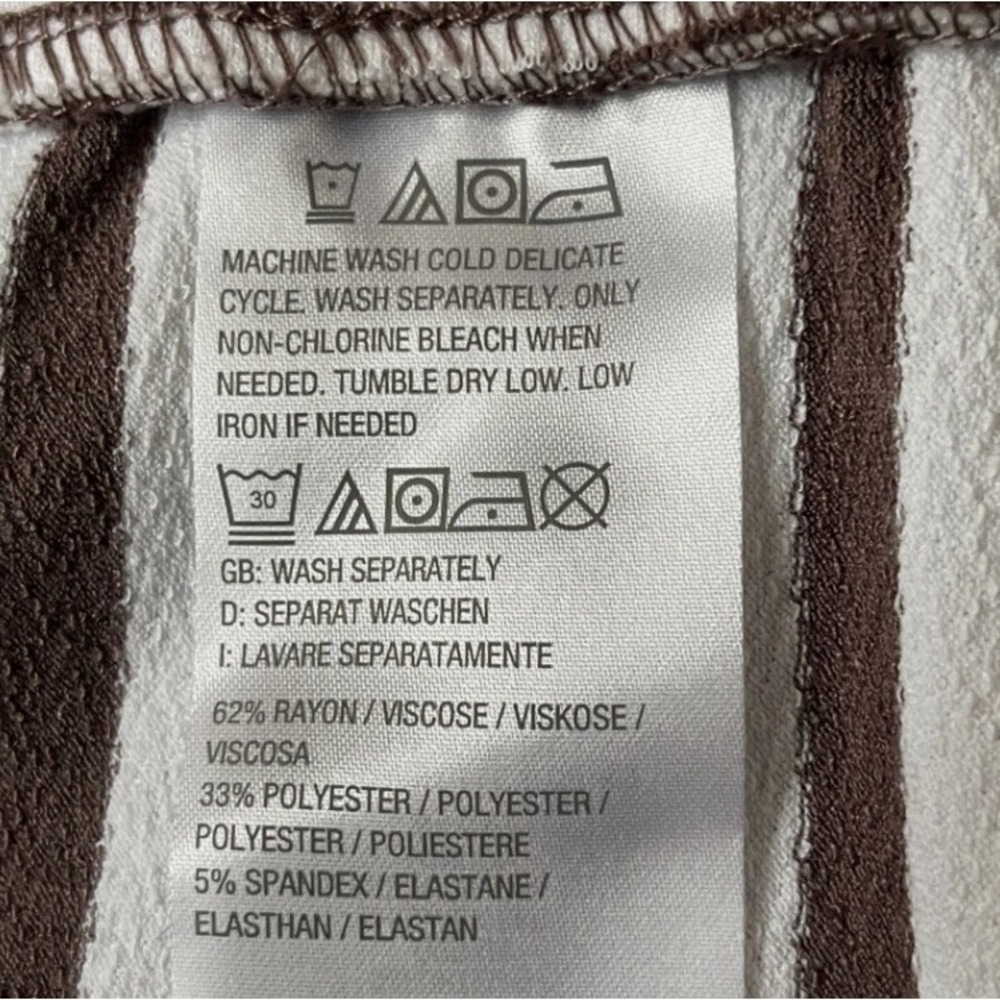 AnyBody Brown White Vertical Striped Loungewear Pants XL A393062 Relaxed Fit - Picture 3 of 11